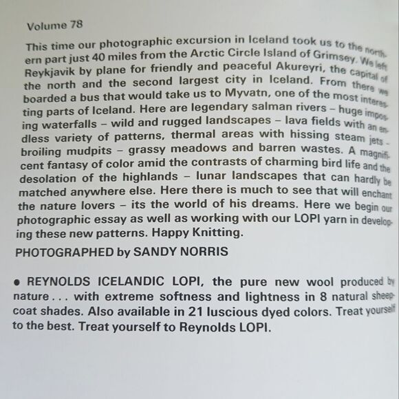 Vintage 1970's Reynolds Yarn Icelandic Lopi Wool Sweater Patterns Vol 78 - Picture 8 of 15